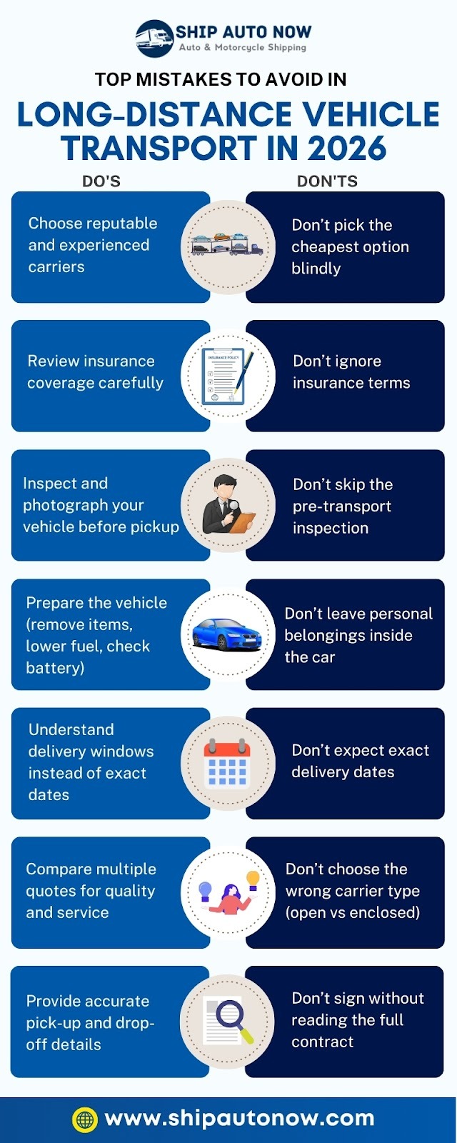 Mistakes to Avoid in Auto Transport - Infographic